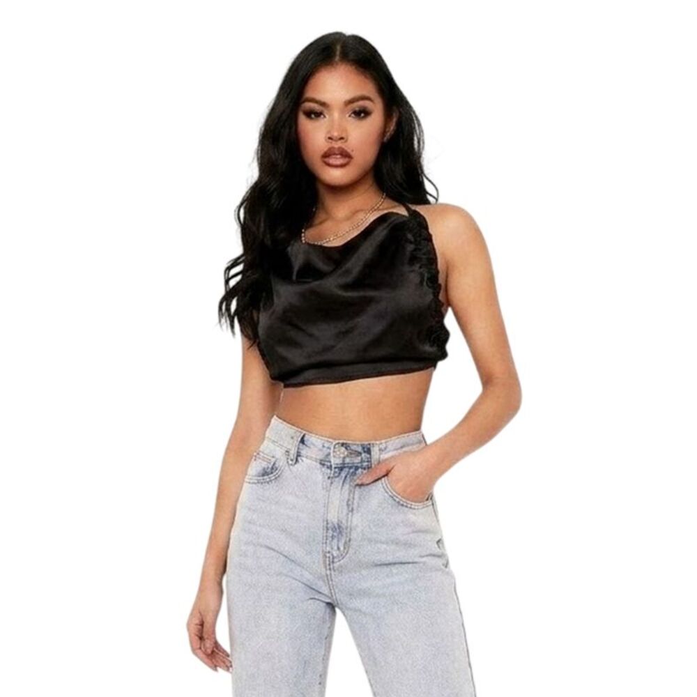 Missy Empire Womens/Ladies Satin Crop Top / Black